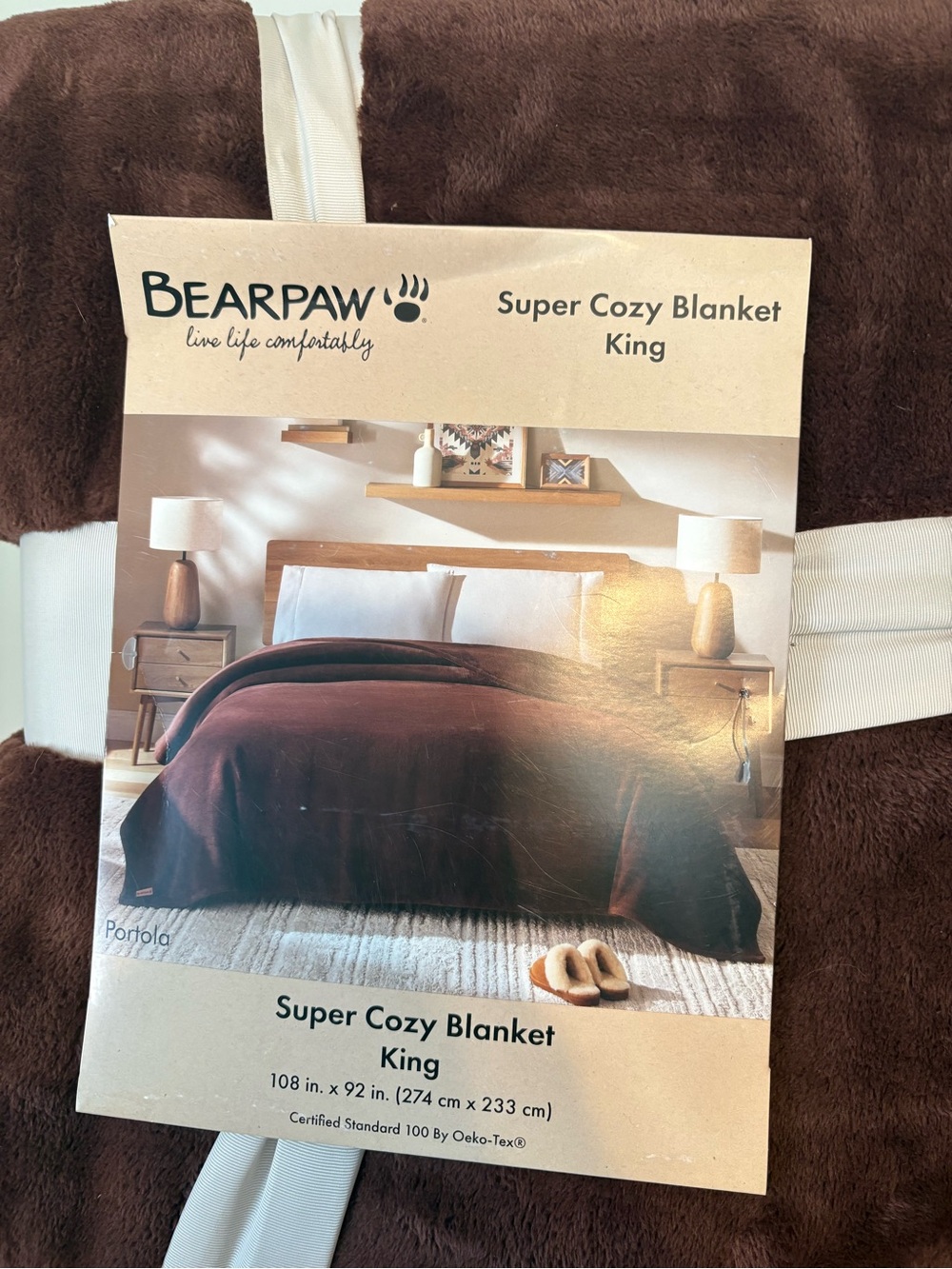 BearPaw Super Cozy Blanket in Rich Brown